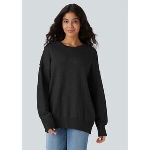 Halara Round Neck Dropped Shoulder Long Sleeve Casual Sweater